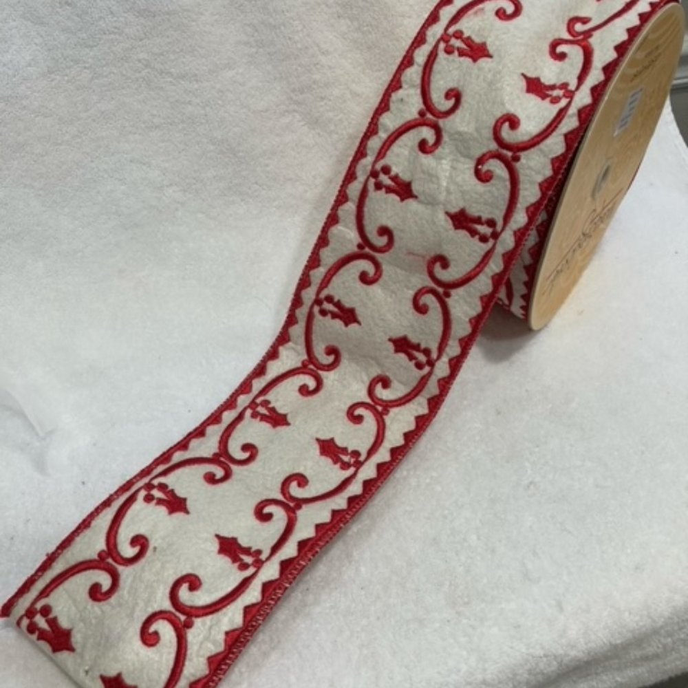 Dan Stevens Red and White Embroidered Ribbon